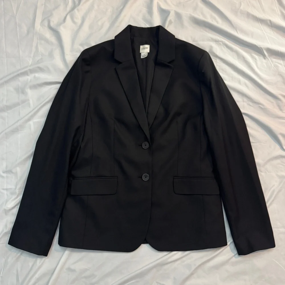 NWOT J. Crew Black Wool Women’s Blazer Suit Jacket, Minimalist Office Chic - Picture 3 of 10